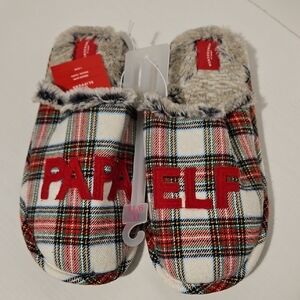 Wondershop Plaid Men's Slippers with Red Lettering